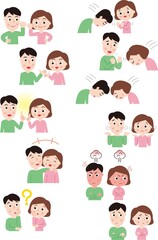 若いカップルの人物セット