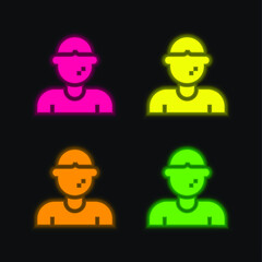 Allergy four color glowing neon vector icon