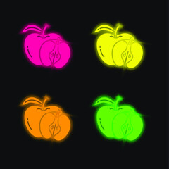 Apple four color glowing neon vector icon