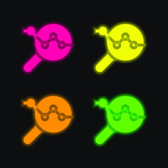 Analytics four color glowing neon vector icon