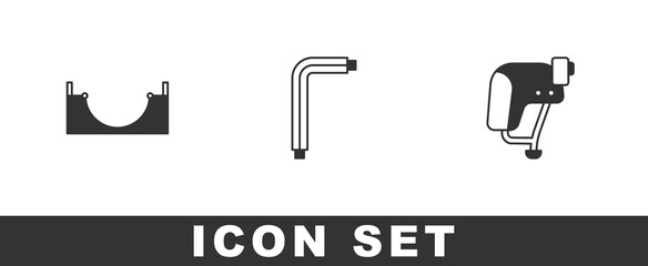 Set Skate park, Tool allen keys and Skateboard helmet icon. Vector