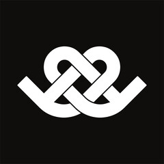 Initial letter bd logo template with geometric love or heart line art illustration in flat design monogram symbol