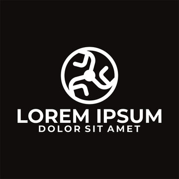 Initial letter triple Y, Y3 or 3Y logo template with geometric triskele line art illustration in flat design monogram symbol