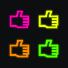 Approve four color glowing neon vector icon
