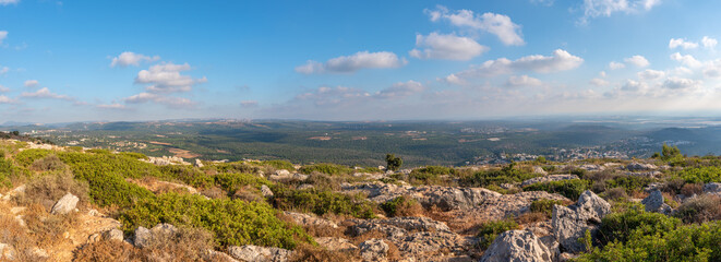 Panoramic view from Adamit National Park of the Western Galilee in Northern Israel
