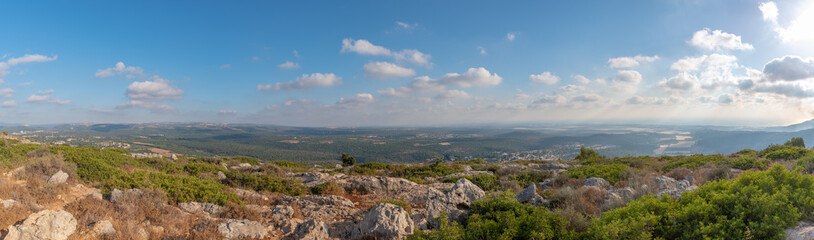Fototapeta na wymiar Panoramic view from Adamit National Park of the Western Galilee in Northern Israel 