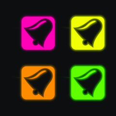 Bell four color glowing neon vector icon