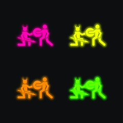 Battle four color glowing neon vector icon