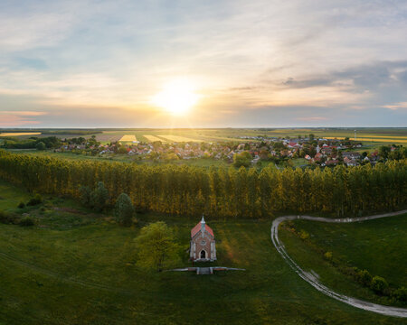 Zichy chapel in Lorev village Hungary. This is a memorial place for Jeno Zichy who was executed after the revolution of 1848 here. built in 1858 by neogothic style.
