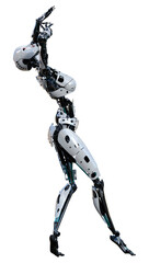 3D Rendering Female Robot on White