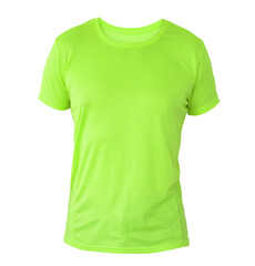 Lime green t-shirt template on invisible mannequin isolated on a white background, for your design mockup