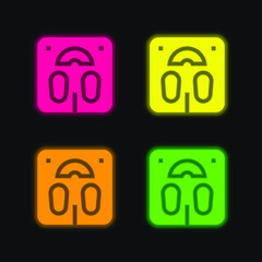 Body Scale four color glowing neon vector icon