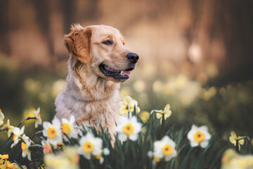 Golden Retriever im Frühling