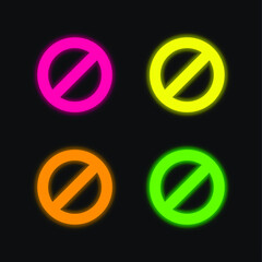 Block four color glowing neon vector icon