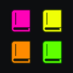 Book Of Black Cover Closed four color glowing neon vector icon