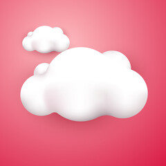 3d cloud vector design element with pink sky