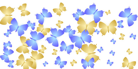 Magic bright butterflies isolated vector background. Spring funny moths. Decorative butterflies isolated kids wallpaper. Sensitive wings insects patten. Fragile creatures.