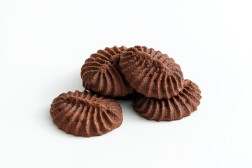Isolated Chocolate Cookies on White Background, Bakery, Baking