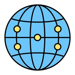 Vector Globe Network Filled Outline Icon Design