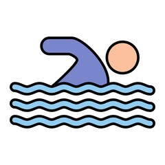 Vector Swimmer Filled Outline Icon Design