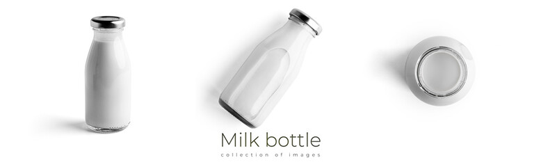 Milk bottle isolated on white background. Bottle with milk.