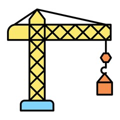 Vector Crane Filled Outline Icon Design