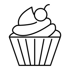 Vector Cup Cake Outline Icon Design