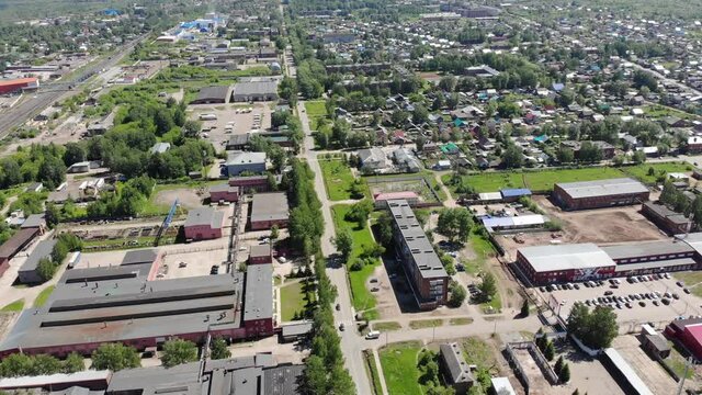 Aerial view of Dragunov Street (Glazov, Republic of Udmurtia, Russia)