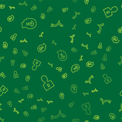 Set line Head with question mark, Solution to the problem and Armchair on seamless pattern. Vector