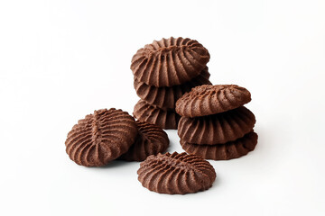 Isolated Chocolate Cookies on White Background, Bakery, Baking