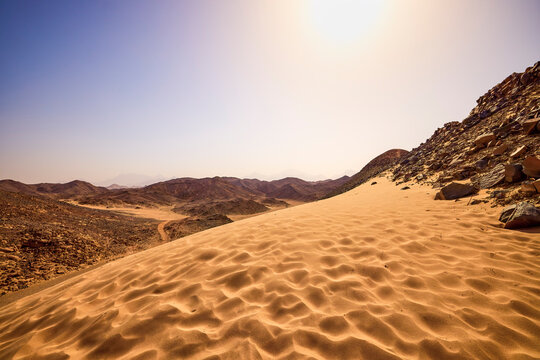 mountain landscape with sand dune near Hurghada Egypt
