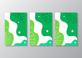 Abstract tropical leaves poster covers background