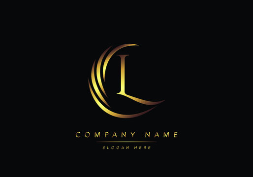 alphabet letter L monogram logo, gold color elegant classical