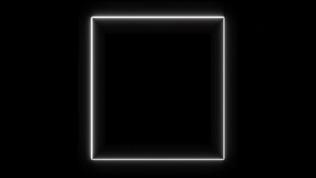 Abstract seamless looped animation of neon glowing frame on black background