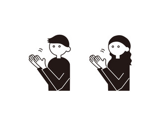 拍手をするピクトグラム アイコン風の人物イラスト