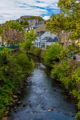 Fototapeta na wymiar A view along the River Awe in the town of Oban, Scotland on a summers day