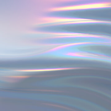 Modern abstract pastel iridescent holographic foil background. 3d render.