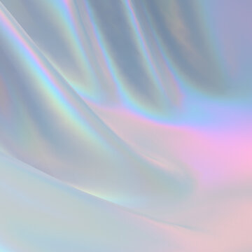 Fototapeta Modern abstract pastel iridescent holographic foil background. 3d render.