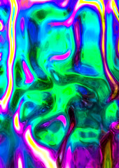 Iridescent holographic Wave Pattern background. 3d render.