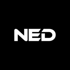 NED letter logo design with black background in illustrator, vector logo modern alphabet font overlap style. calligraphy designs for logo, Poster, Invitation, etc.