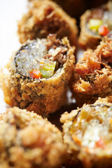 Fried vegetable rolls on a plate 