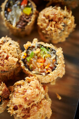 Fried vegetable rolls on a plate 