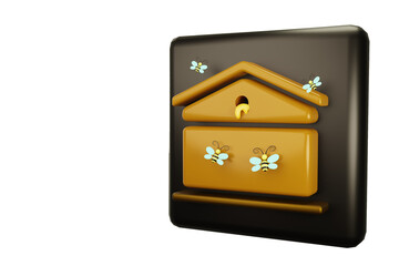 beehive icon with bees and honey 3d illustration