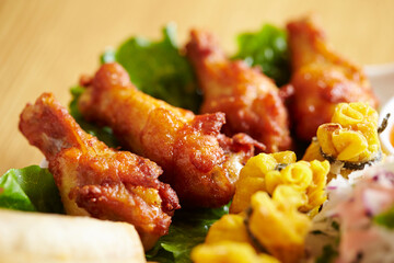 Vietnamese food, wings with vegetables