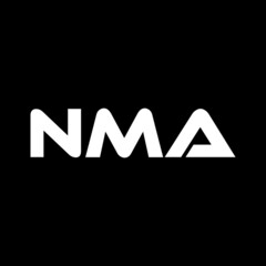 NMA letter logo design with black background in illustrator, vector logo modern alphabet font overlap style. calligraphy designs for logo, Poster, Invitation, etc.