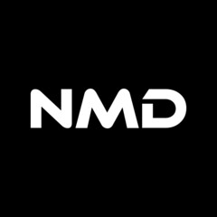 NMD letter logo design with black background in illustrator, vector logo modern alphabet font overlap style. calligraphy designs for logo, Poster, Invitation, etc.