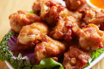 Vietnamese food, wings with vegetables