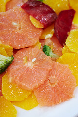Fototapeta na wymiar close up of sliced fruits