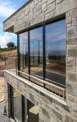 new stone villa with sea view with termic windows
