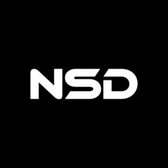 NSD letter logo design with black background in illustrator, vector logo modern alphabet font overlap style. calligraphy designs for logo, Poster, Invitation, etc.
